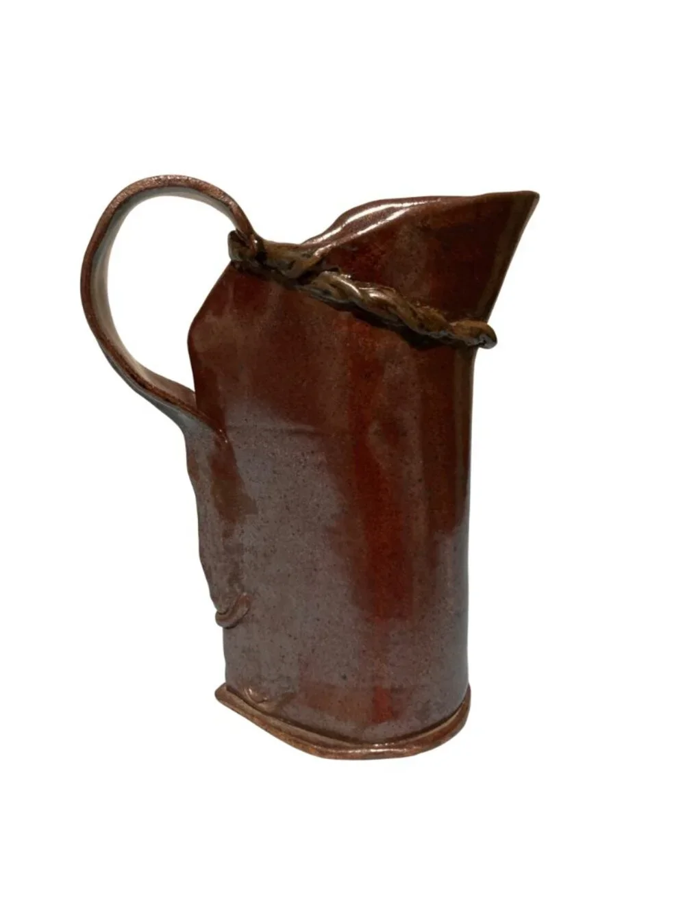 Old Stoneware Brown Pottery Pitcher Vase